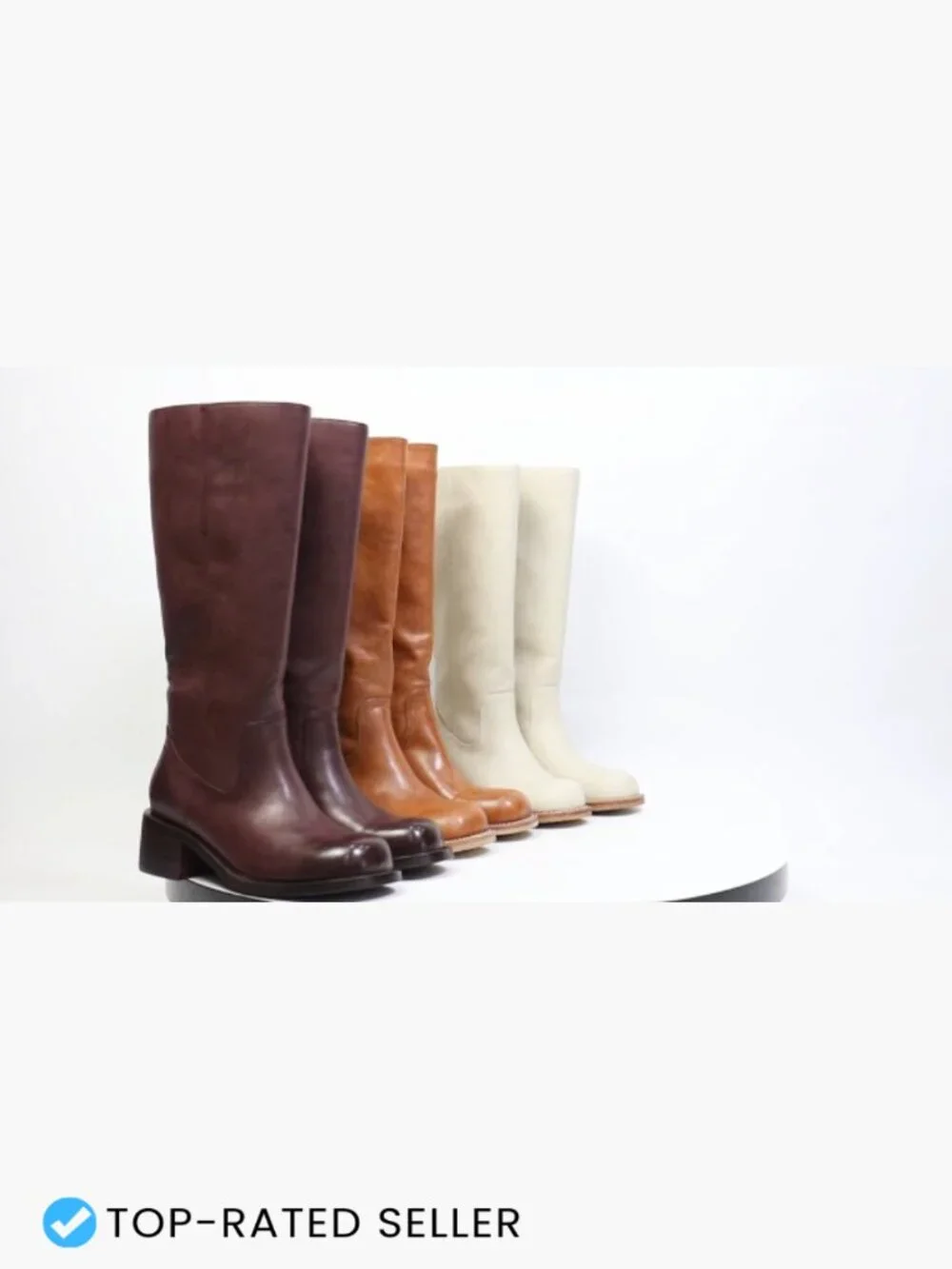 Women's Knee High Boots Square Toe Chunky Block Heel Comfortable Pull On